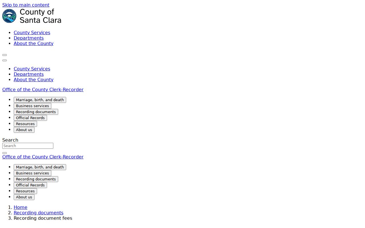Cupertino public records Clerk-Recorder fee page