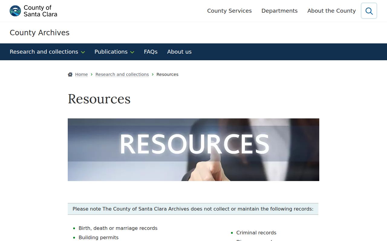 Cupertino public records Santa Clara County Archives resources